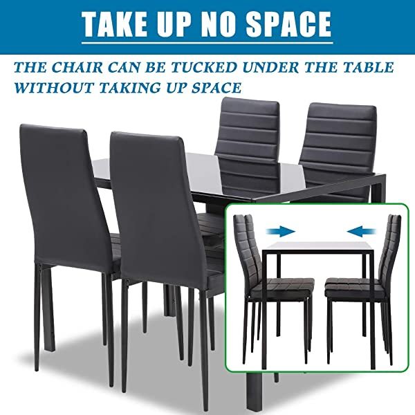 Dining Table Set Glass Dining Room Table Set  Home Furniture Rectangular Modern (Black Glass)