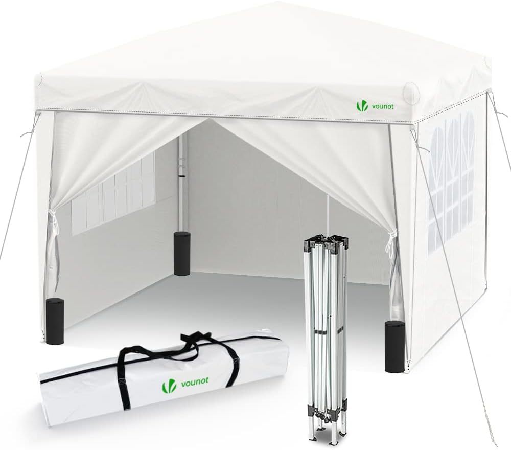 Carpa Plegable Gazebo 3x3m con 4 Paredes y 4 Bolsas de Arena, Cenador Pabellón de Jardín para Camping, Fiestas, Exterior, Color Azul