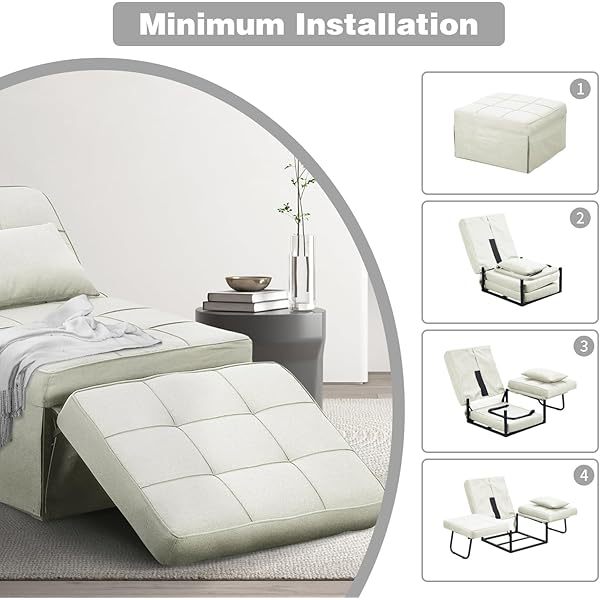 Sofá cama convertible, sillón cama futón multifuncional 4 en 1