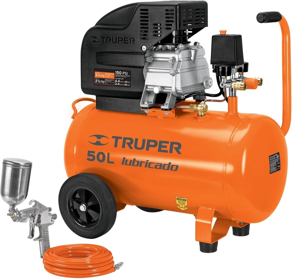 COMP-KIT50, Kit compresor 50 L, 3-1/2 HP, manguera de PVC y pistola