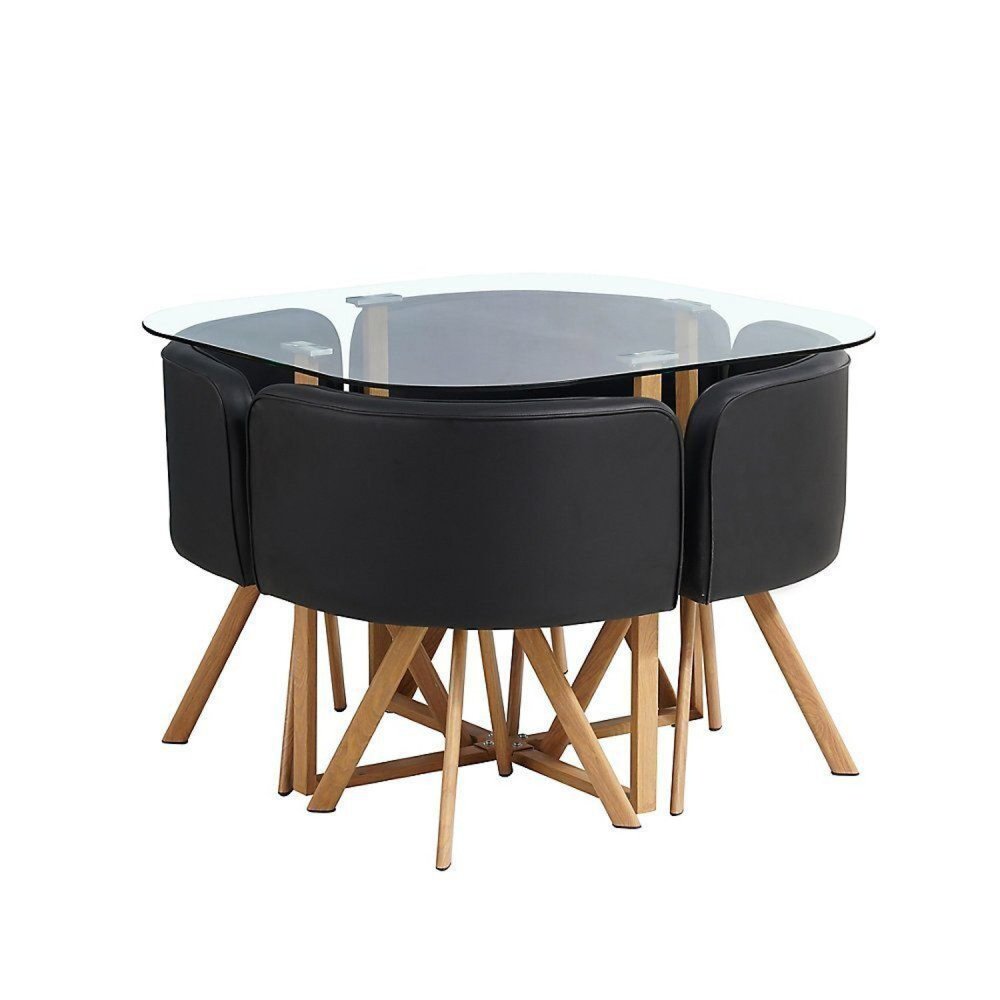Juego de mesa de comedor (incluye 4 sillas + mesa de cristal)