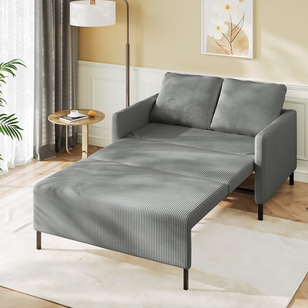 Sofá Cama Convertible de Chenille, Loveseat para 2 Personas con Brazos Modernos