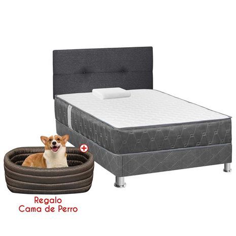 Dormitorio Acqua 1.5 Plazas Blanco + 1 almohada + Cama mascota