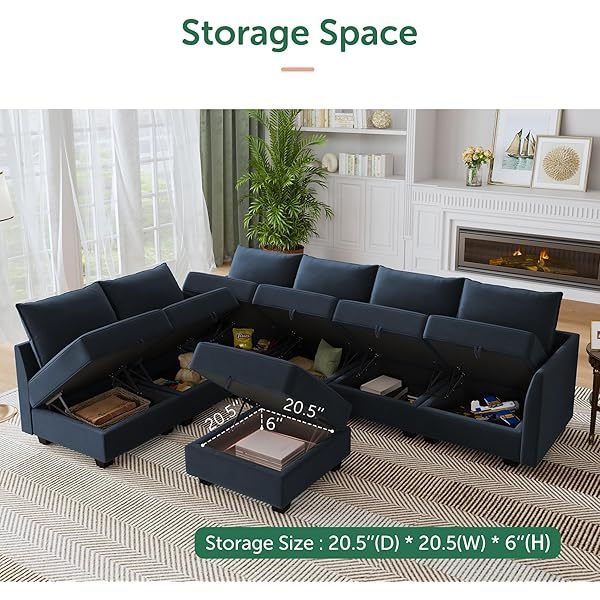 Sofá cama modular seccional con espacio de almacenamiento Sofás cama seccionales de terciopelo