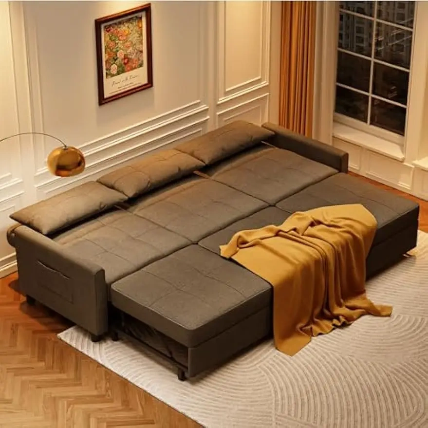 Sofá cama convertible seccional, sofá cama con bolsillo, sofá cama extraíble de 84"