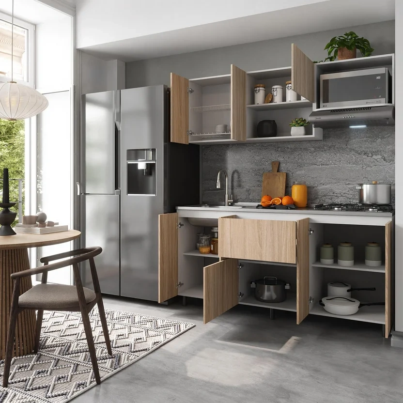 Cocina Integral 1.80 Metros  Incluye Mesón Poceta Izquierda con 4 Fogones a Gas
