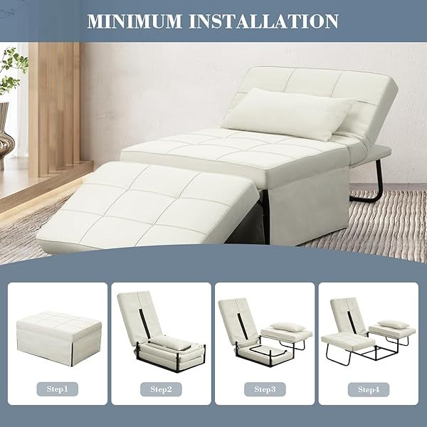 Sofá cama convertible, sillón cama futón multifuncional 4 en 1