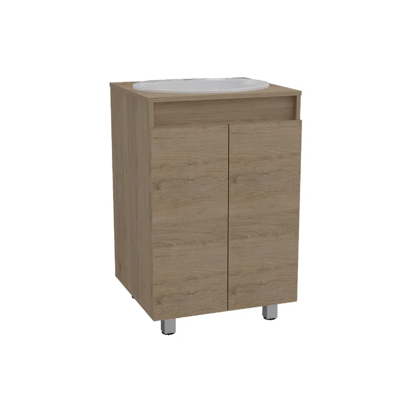 Combo Smart: Sanitario Smart Redondo Blanco De Una Pieza + Mueble Esencial A Piso De 55 Cm, Con Lavamanos + Grifería  + Accesorios  4 Piezas