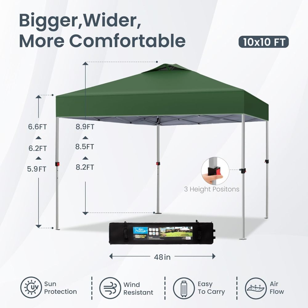 PHI VILLA - Toldo parasol con bloqueo UV de 4 x 4 m con kits de herramientas, pantalla de cenador para patio al aire libre, eventos de jardín, marrón