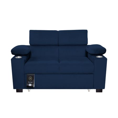 Sofá Cama Baltimore con Porta Vasos y Bolsillos Laterales 2 plz Gris Claro