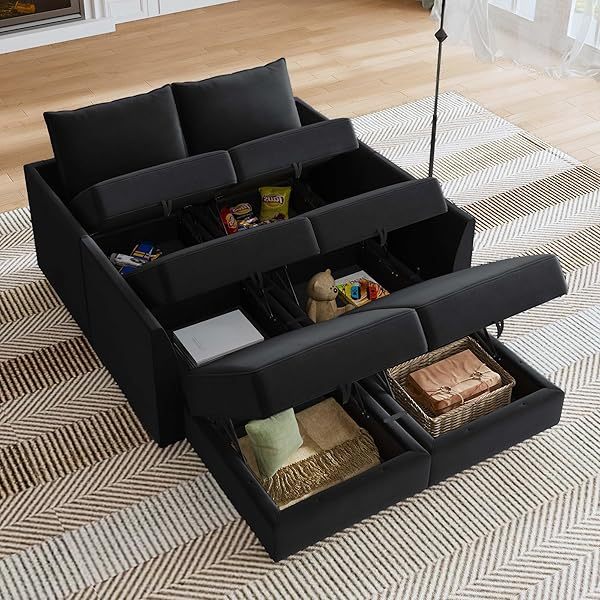 Sofá cama modular seccional con espacio de almacenamiento Sofás cama seccionales de terciopelo