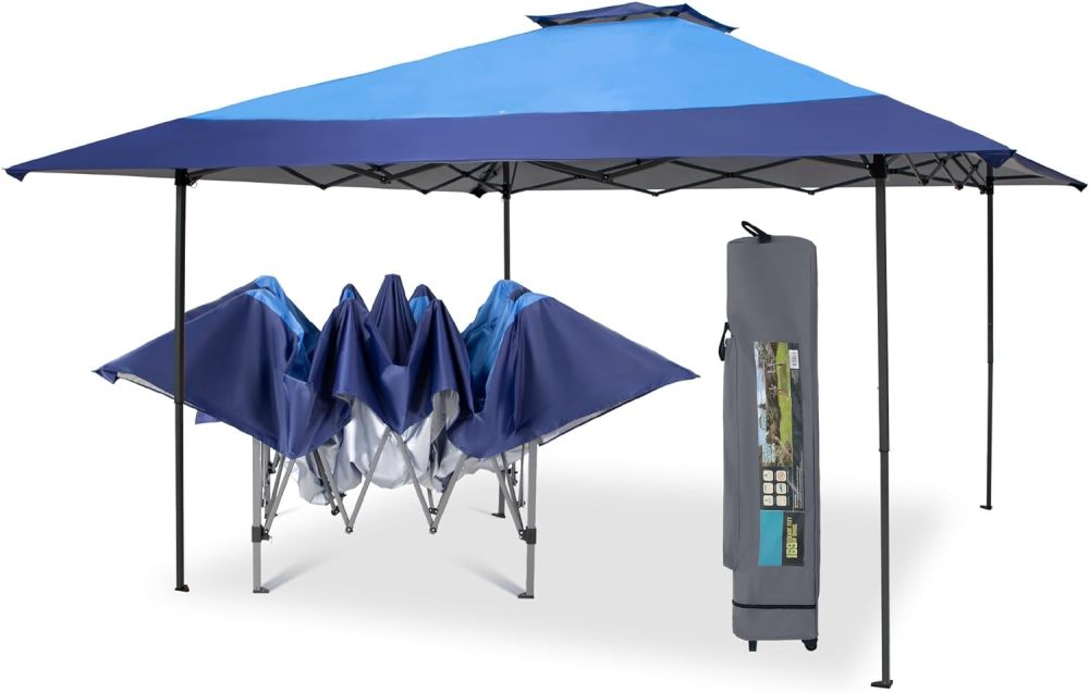 PHI VILLA - Toldo parasol con bloqueo UV de 4 x 4 m con kits de herramientas, pantalla de cenador para patio al aire libre, eventos de jardín, marrón