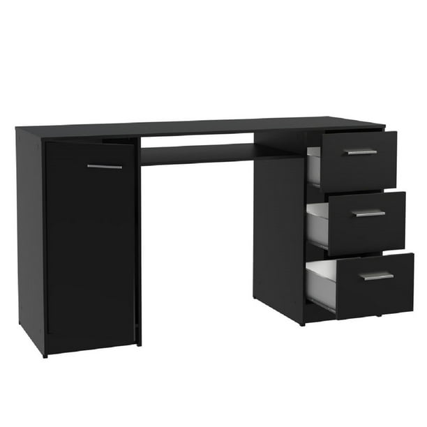 Escritorio Oficina Para PC Con 3 Cajones 1 Puerta Negro Madesa Alaska