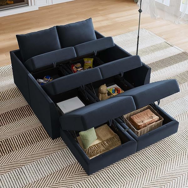Sofá cama modular seccional con espacio de almacenamiento Sofás cama seccionales de terciopelo