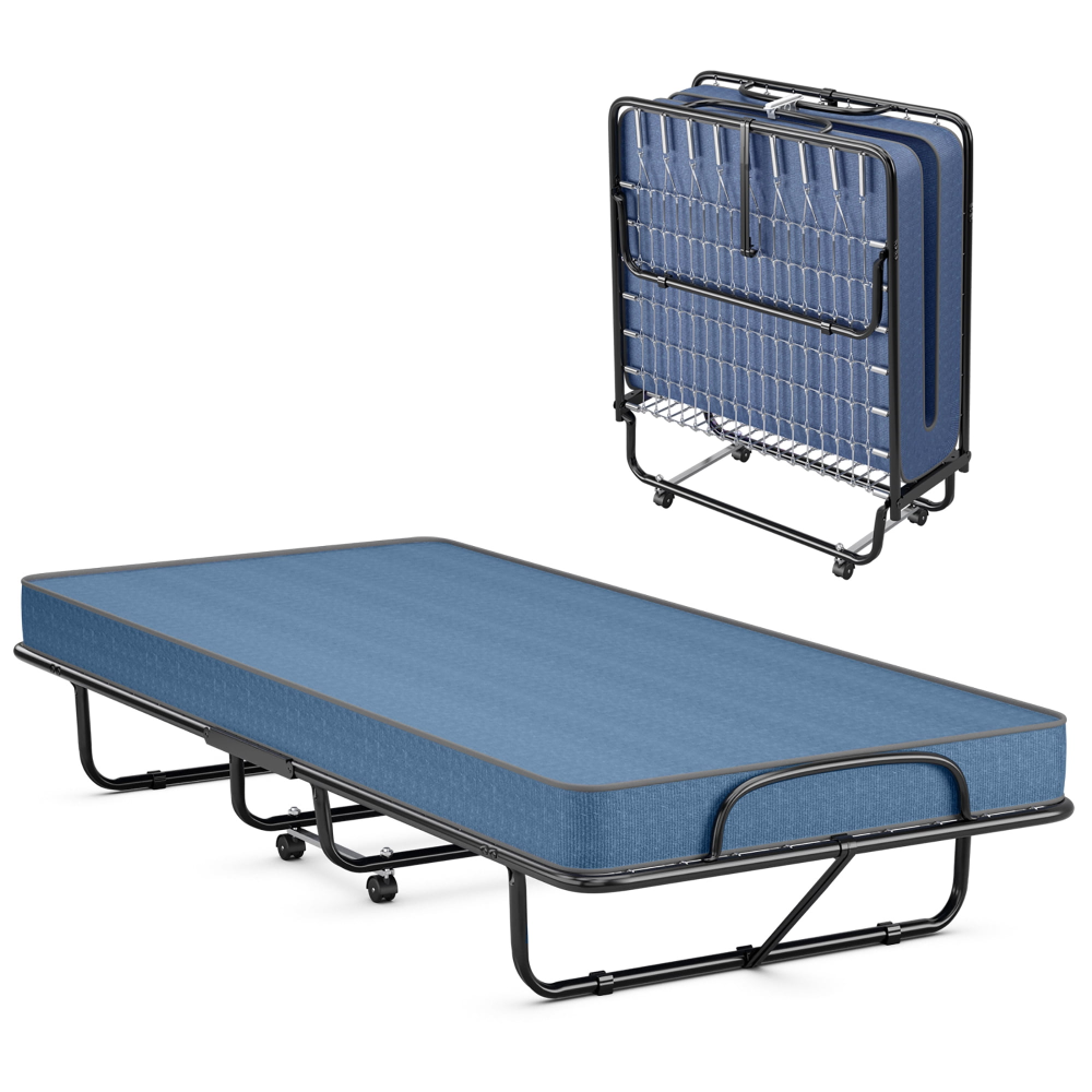 Cama plegable para invitados adicionales con colchón de espuma viscoelástica fabricada en Italia