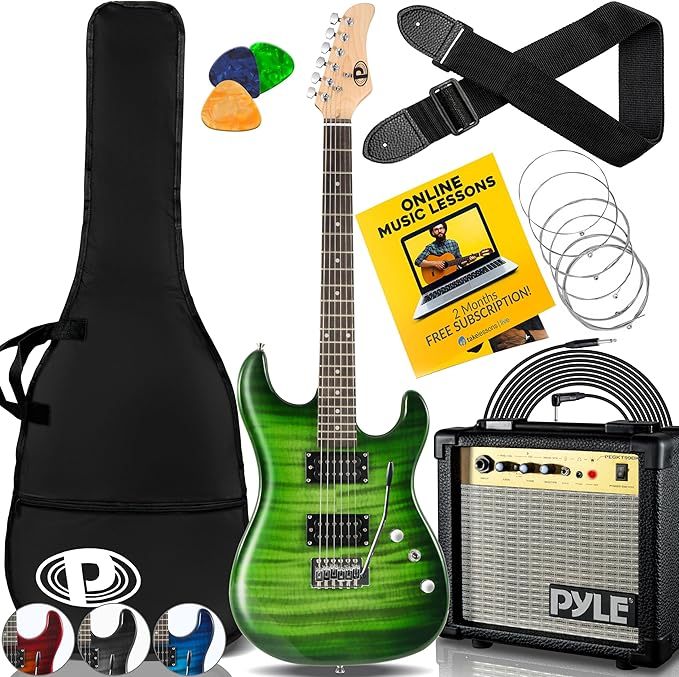 Guitarra Eléctrica con Amplificador, Madera Maciza, Incluye Accesorios Ideal para Principiantes, Tamaño Completo, Humbucker, 3 Vías, Rojo Madera