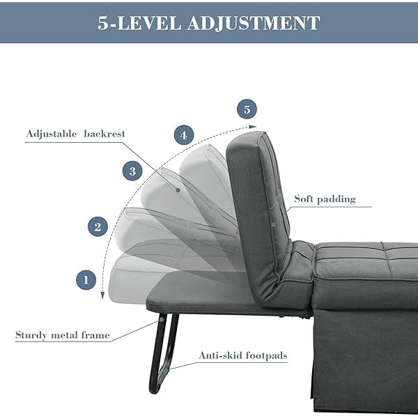 Sofá cama convertible, sillón cama futón multifuncional 4 en 1