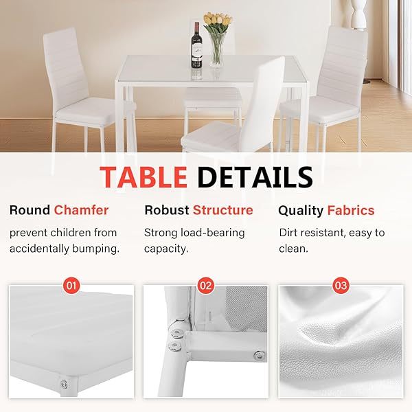 Dining Table Set Glass Dining Room Table Set  Home Furniture Rectangular Modern (Black Glass)