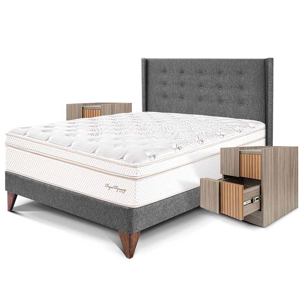 2 Plz + 2 Veladores + 2 Almohadas Viscoelásticas + Protector