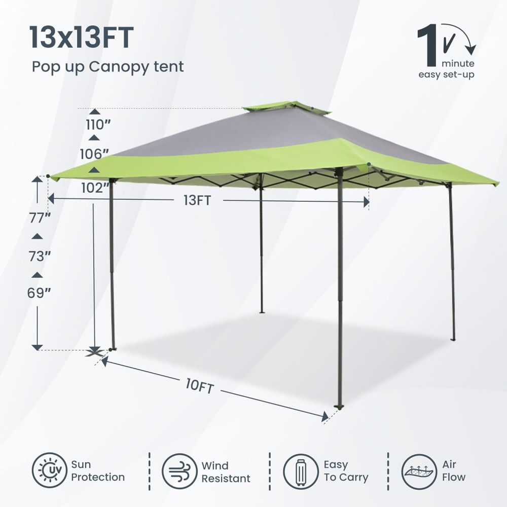 PHI VILLA - Toldo parasol con bloqueo UV de 4 x 4 m con kits de herramientas, pantalla de cenador para patio al aire libre, eventos de jardín, marrón