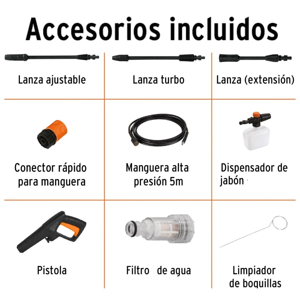 Combo hidrolavadora alta Presión 1800PSI + compresor de aire linterna