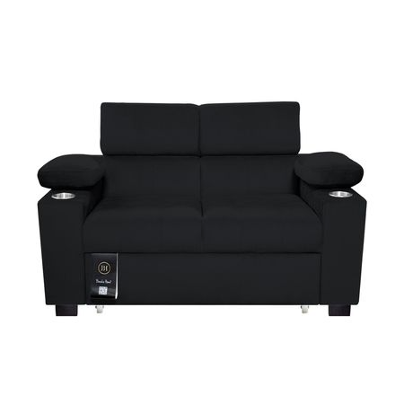 Sofá Cama Baltimore con Porta Vasos y Bolsillos Laterales 2 plz Gris Claro