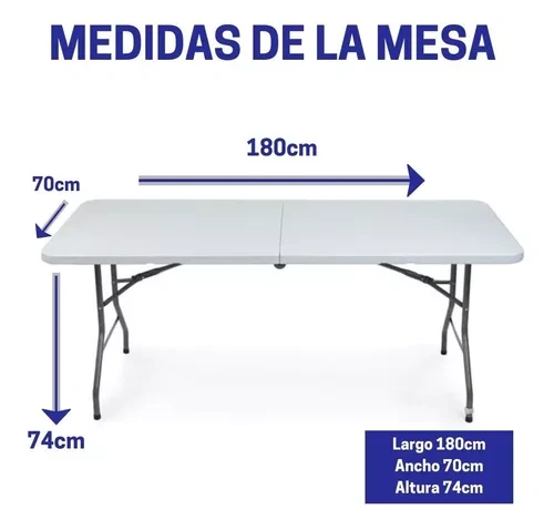 Mesa Plegable Portafolio Plástico 180cm Jardín
