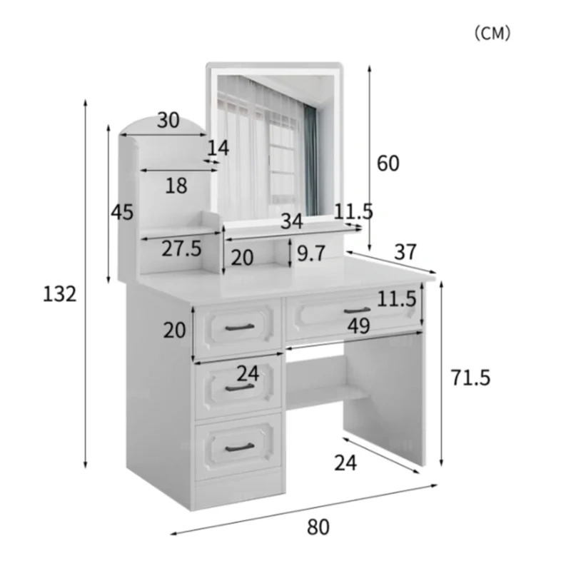 Tocador lacado en blanco, espejos para dormitorio, cajones, artículos de tocador, armarios, bolígrafo para sala de estar, té de IRa Bedroom Furniture