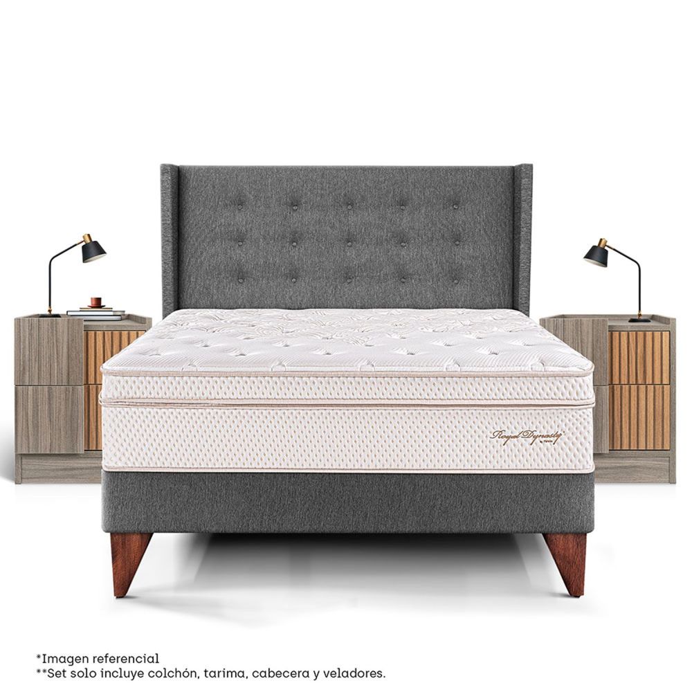 2 Plz + 2 Veladores + 2 Almohadas Viscoelásticas + Protector