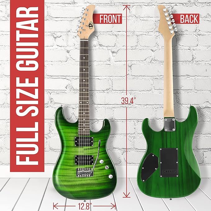 Guitarra Eléctrica con Amplificador, Madera Maciza, Incluye Accesorios Ideal para Principiantes, Tamaño Completo, Humbucker, 3 Vías, Rojo Madera