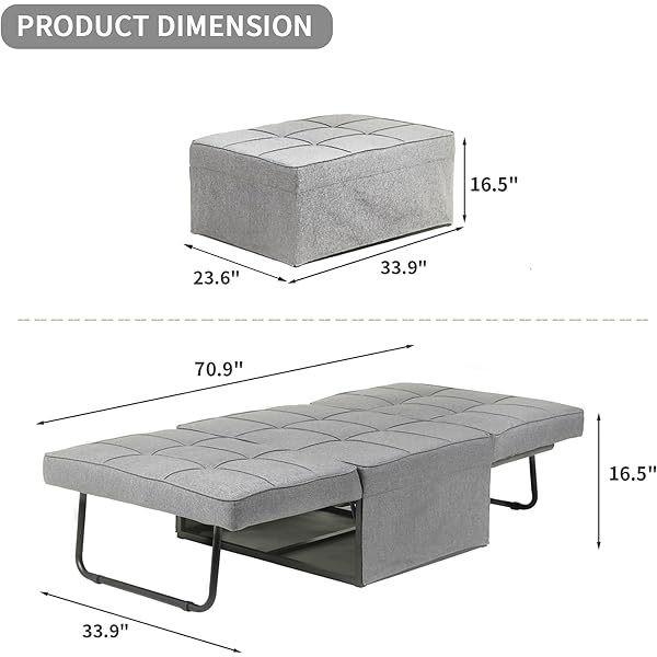 Sofá cama convertible, sillón cama futón multifuncional 4 en 1