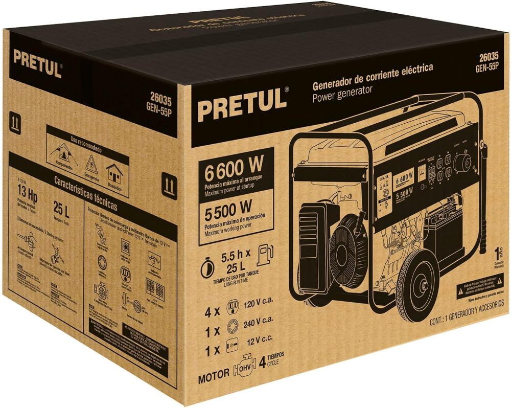 GEN-55P, Generador portátil 6.6 kW motor a gasolina