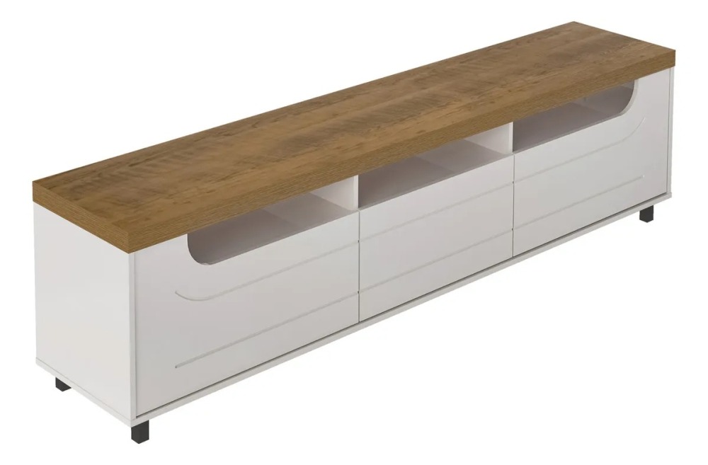 Mueble Para Tv 75 En Mpd 200cm Con Soporte Pino Con Blanco