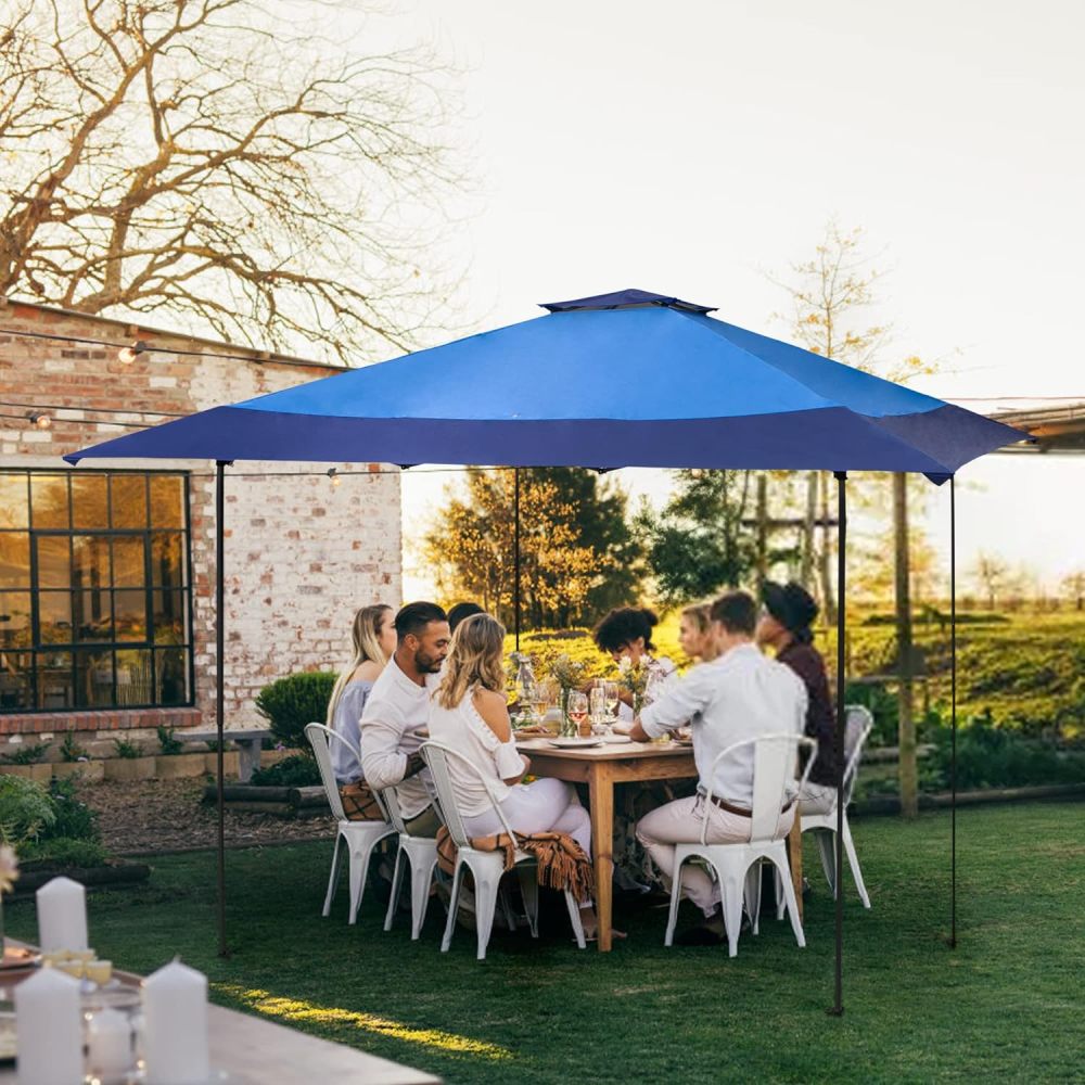 PHI VILLA - Toldo parasol con bloqueo UV de 4 x 4 m con kits de herramientas, pantalla de cenador para patio al aire libre, eventos de jardín, marrón