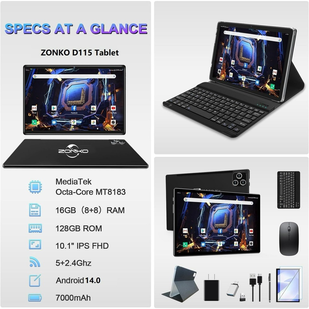 Oferta flash - compra rápida y ahorra-Tableta WiFi 5G de 10 pulgadas, 128 GB de ROM