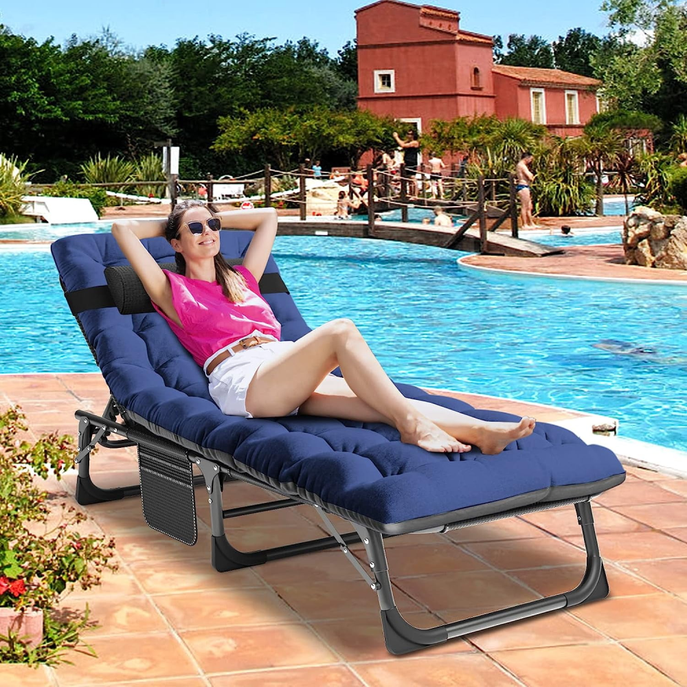Sillón plegable, sillón reclinable para exteriores ajustable en 5 posiciones