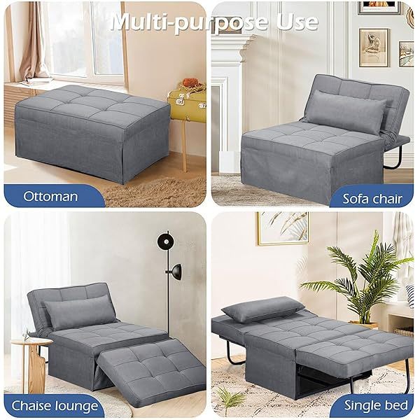 Sofá cama convertible, sillón cama futón multifuncional 4 en 1