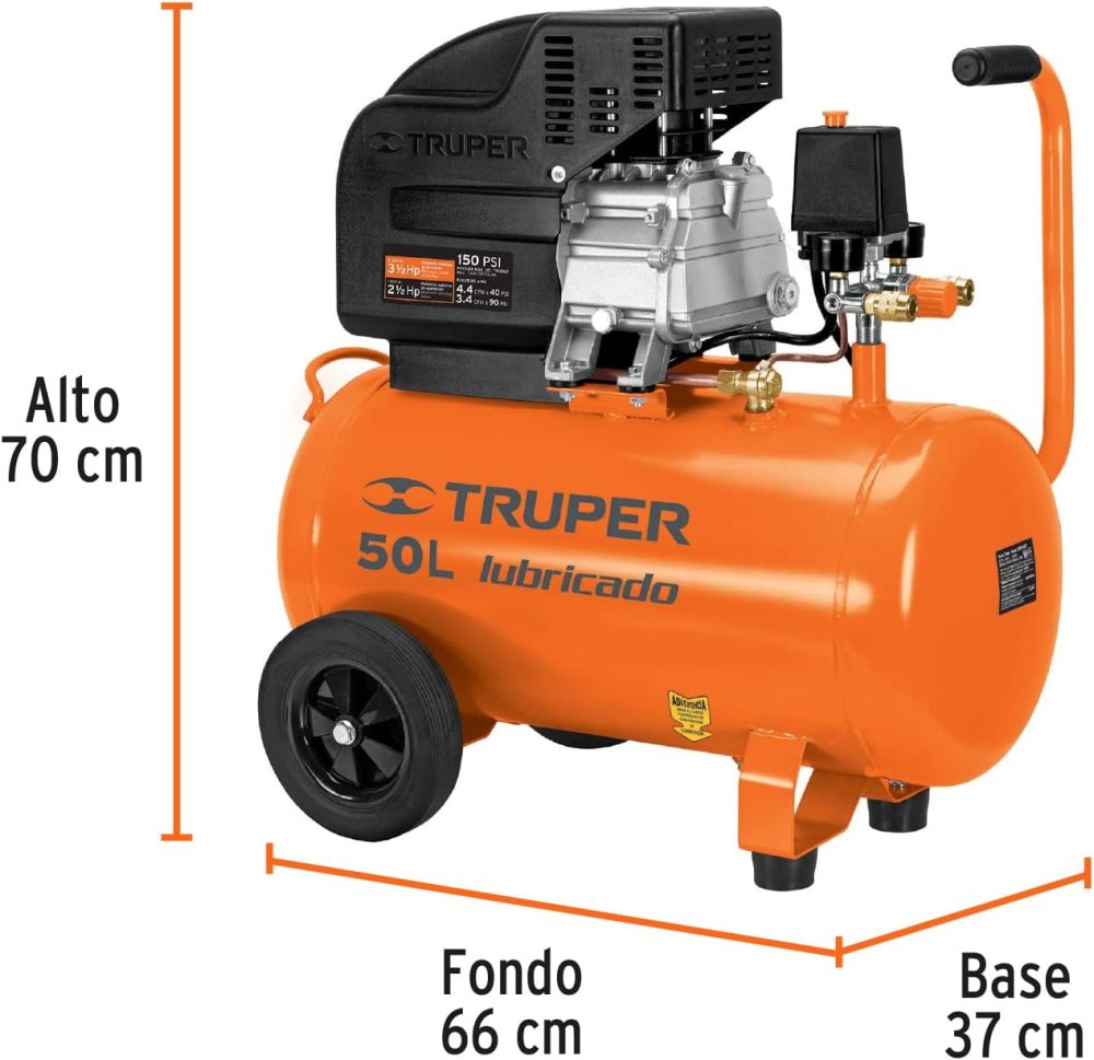 COMP-KIT50, Kit compresor 50 L, 3-1/2 HP, manguera de PVC y pistola