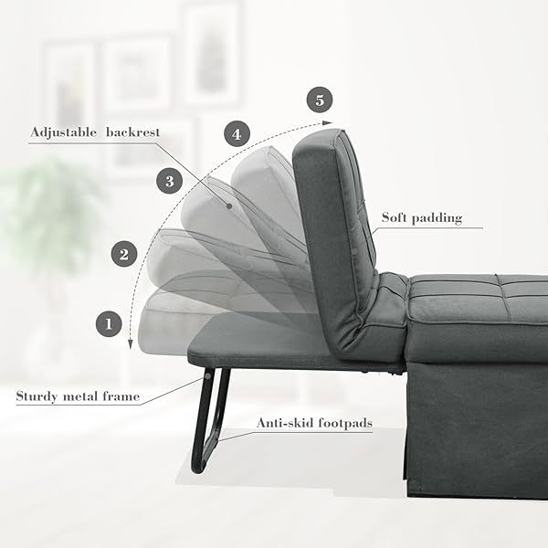 Sofá cama convertible, sillón cama futón multifuncional 4 en 1