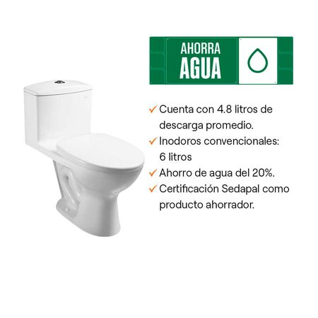 Inodoro One Piece Ibiza Blanco + Ovalín para sobreponer Bari Blanco Vainsa