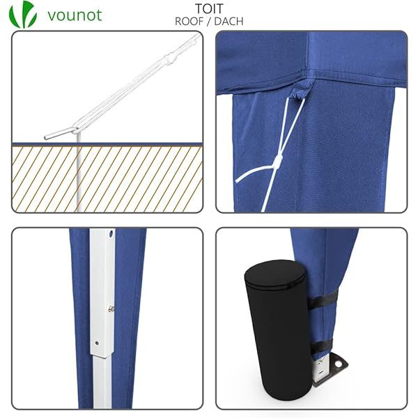 Carpa Plegable Gazebo 3x3m con 4 Paredes y 4 Bolsas de Arena, Cenador Pabellón de Jardín para Camping, Fiestas, Exterior, Color Azul