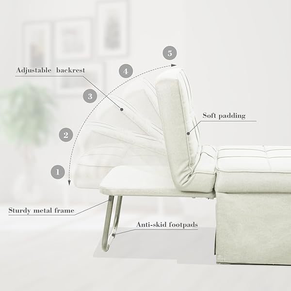 Sofá cama convertible, sillón cama futón multifuncional 4 en 1