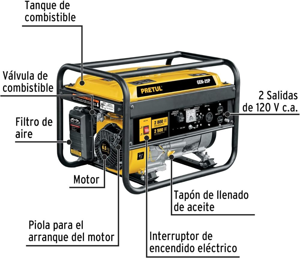 GEN-55P, Generador portátil 6.6 kW motor a gasolina