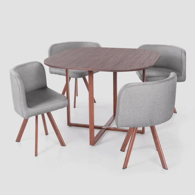 Juego de Comedor Ahorra Espacio 4 Sillas Gris