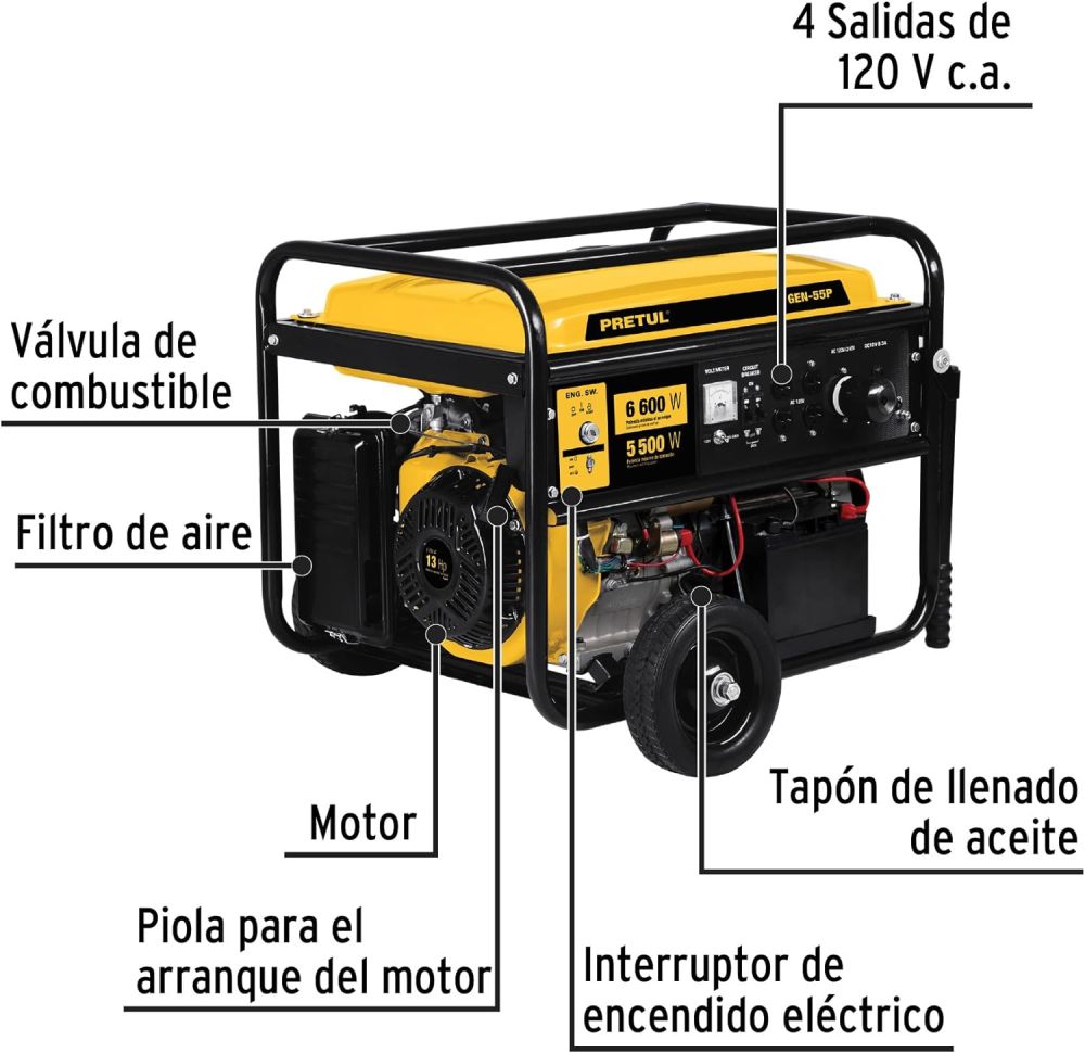 GEN-55P, Generador portátil 6.6 kW motor a gasolina