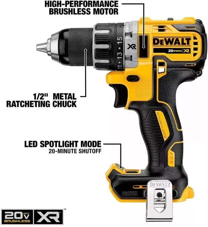 Kit combinado de taladro inalámbrico 20V Max XR, sin escobillas, 2 herramientas (DCK283D2)