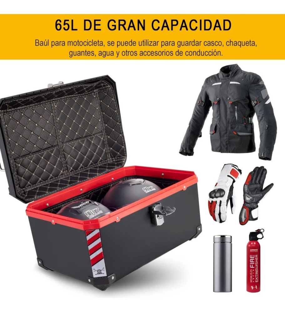 65 L Cajas Para Moto Top Case Impermeable Acomodar 2 Cascos