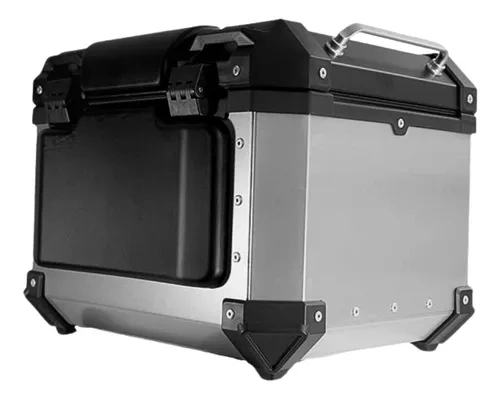 Maletero de motocicleta de 45 litros, de aluminio gris y desmontable