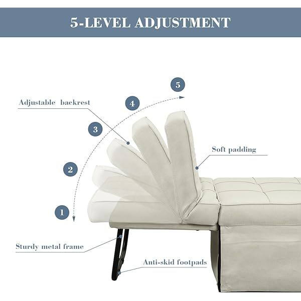 Sofá cama convertible, sillón cama futón multifuncional 4 en 1