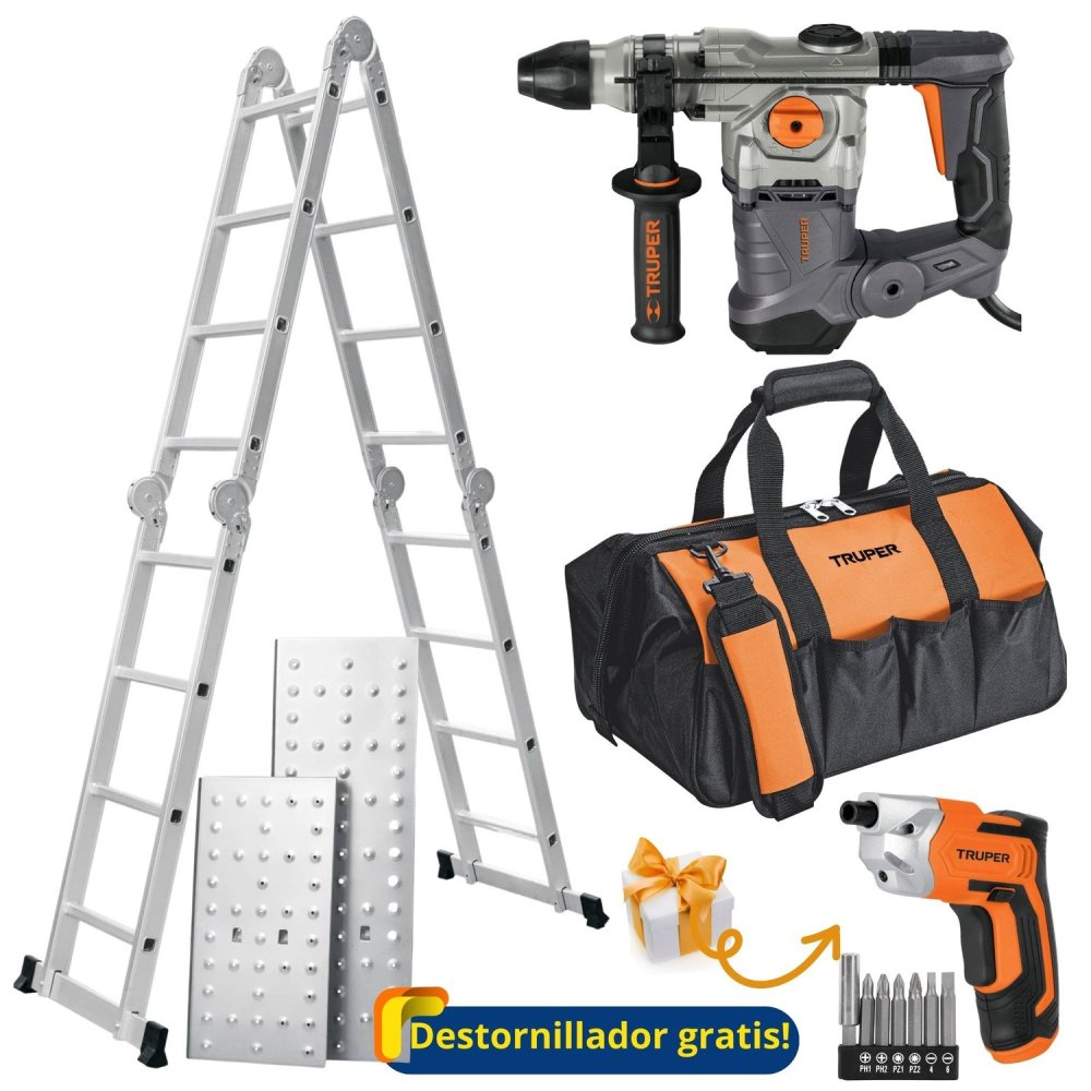 Escalera multiposición 16 peldaños Rotomartillo 6 JOULES MALETA